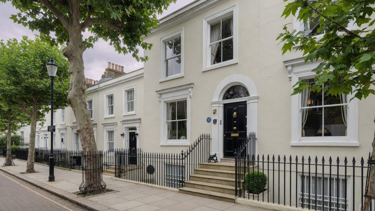 Period Hampstead townhouse exterior finished by professional painters and decorators
